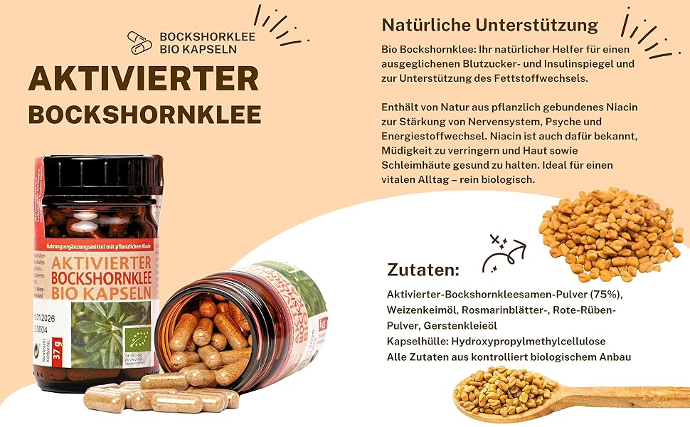 BOCKSHORNKLEE AKTIVIERT - BIO VEGAN KAPSELN